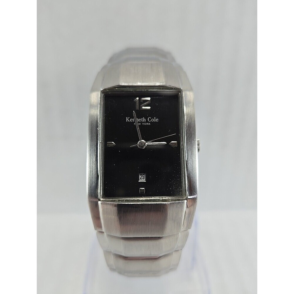 Mens Kenneth Cole Watch 26mm Silver Tone Date New Battery 927501Kc3269
